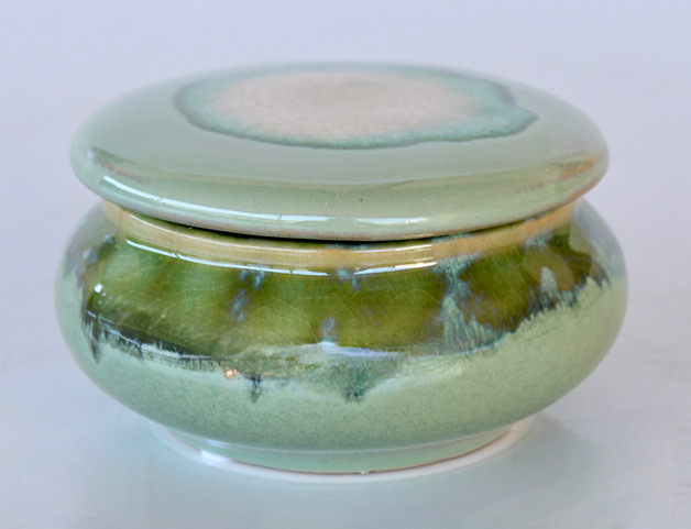 Fat Green Ceramic Jar With Lid And Candle